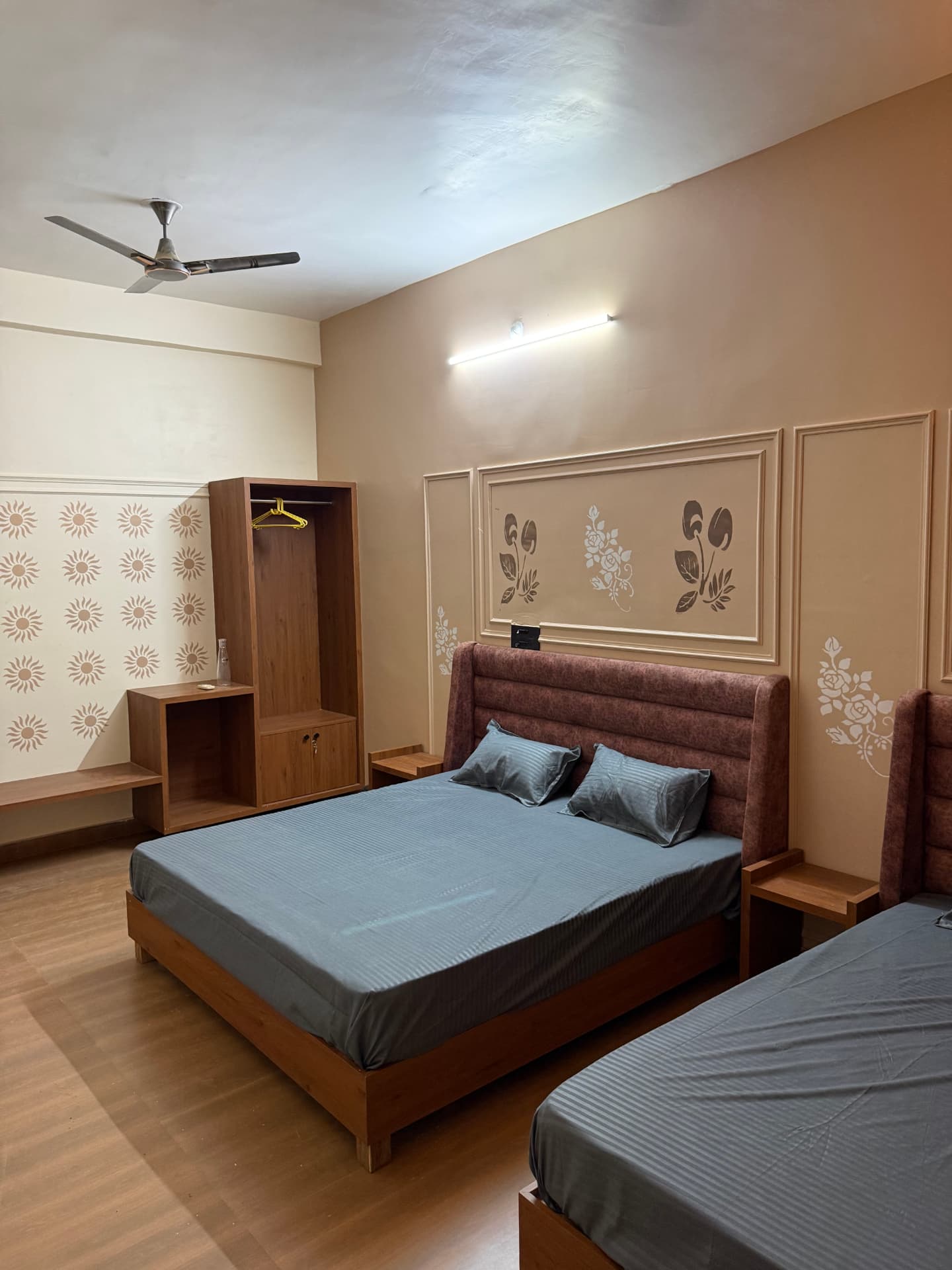 Twin-bed guest room kept by the JSR Palace village hosts, Pushkar